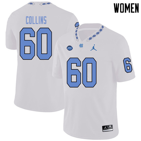 Jordan Brand Women #60 Trevor Collins North Carolina Tar Heels College Football Jerseys Sale-White